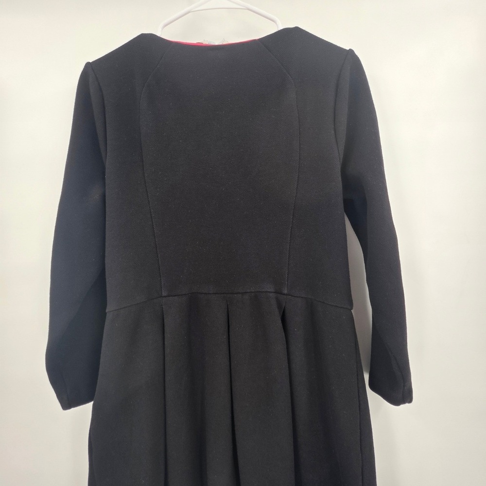 BODEN LINDSEY PONTE DRESS WOMENS SIZE 14R BLACK PLEATED TEXTURED SCOOP NECK KNEE - Picture 8 of 16
